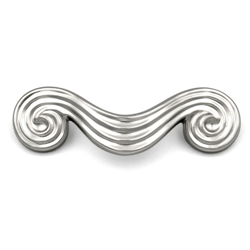 Hickory Grecian Revival Satin Nickel 3 1/2cc Swirl Cabinet Handle Pull P7357-SN