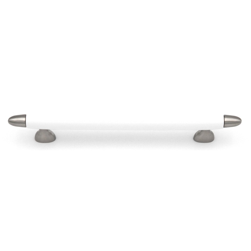 Hickory Hardware Aero Satin Nickel and White Cabinet5 (128mm)cc Handle Pull P3394-SNW