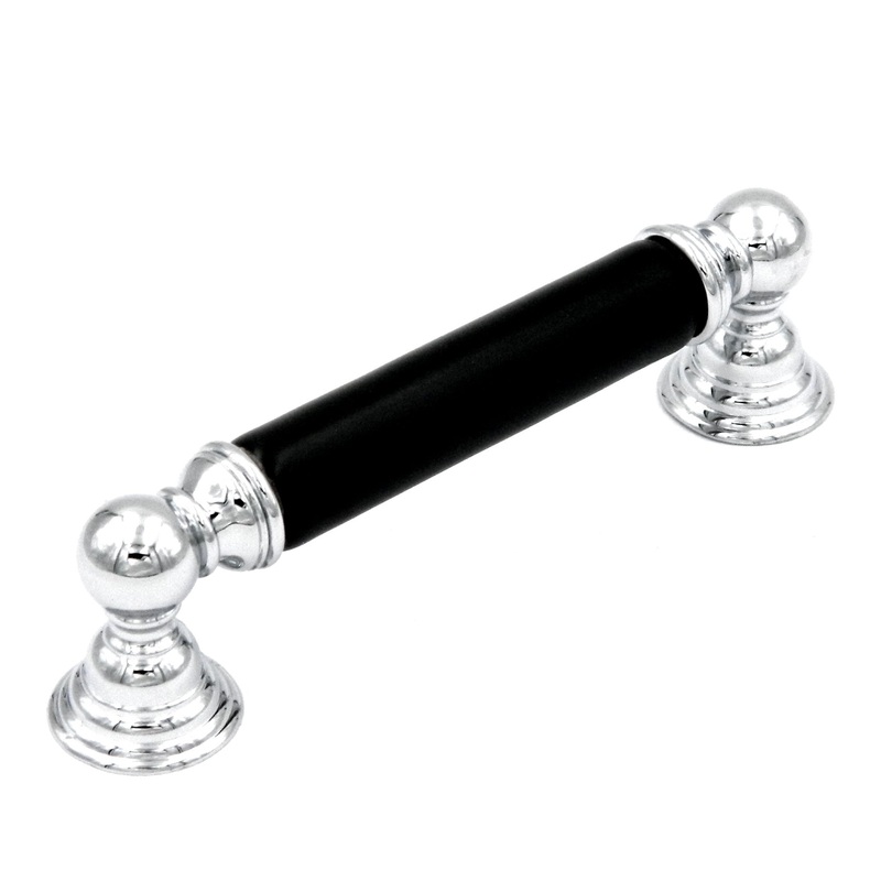 Hickory Hardware Gaslight Chrome and Black Cabinet 3 3/4, 96mmcc Handle Pull P3413-CHB