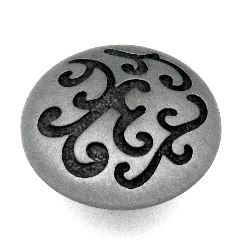 Hickory Hardware Mayfield Satin Pewter Antique Oval 1 1/4 Cabinet Knob P3091-SPA