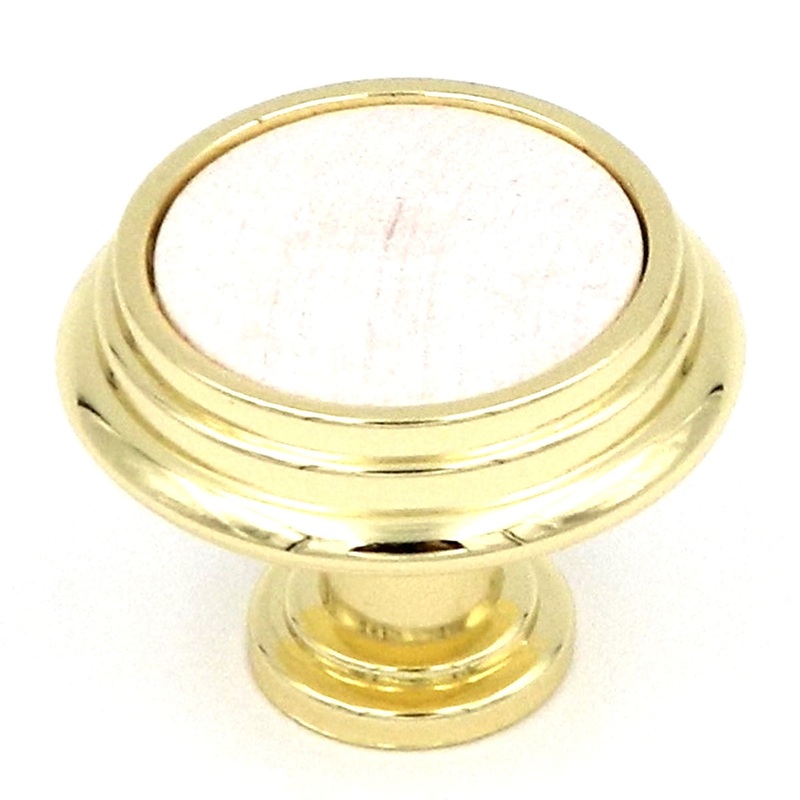 Hickory Hardware Polished Brass and Frosted Maple Wood Center 1 1/4 Cabinet Knob P415-FM