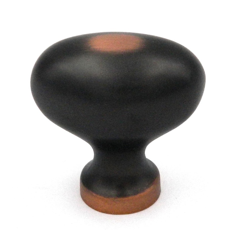 Hickory Hardware Williamsburg Oil Rubbed Bronze Highlighted Oval Smooth 1 1/4 Cabinet Knob P3054-OBH