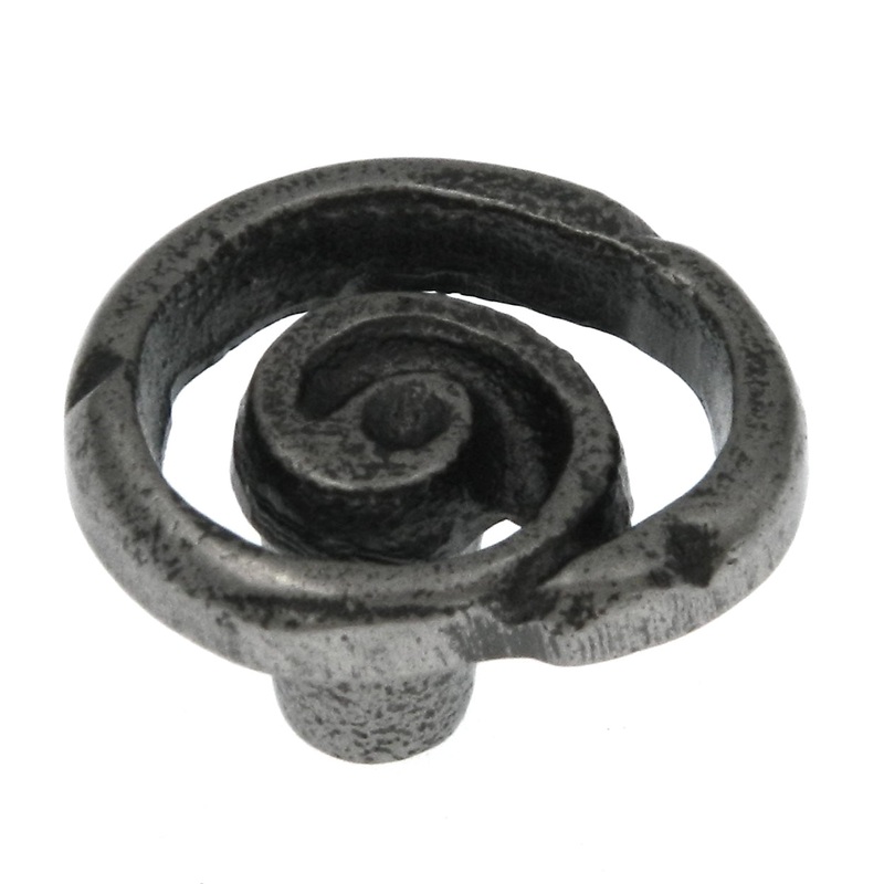 Keeler Artifacts Antique Pewter Oval Swirl 1 3/8 Solid Brass Cabinet Knob P9870-AP