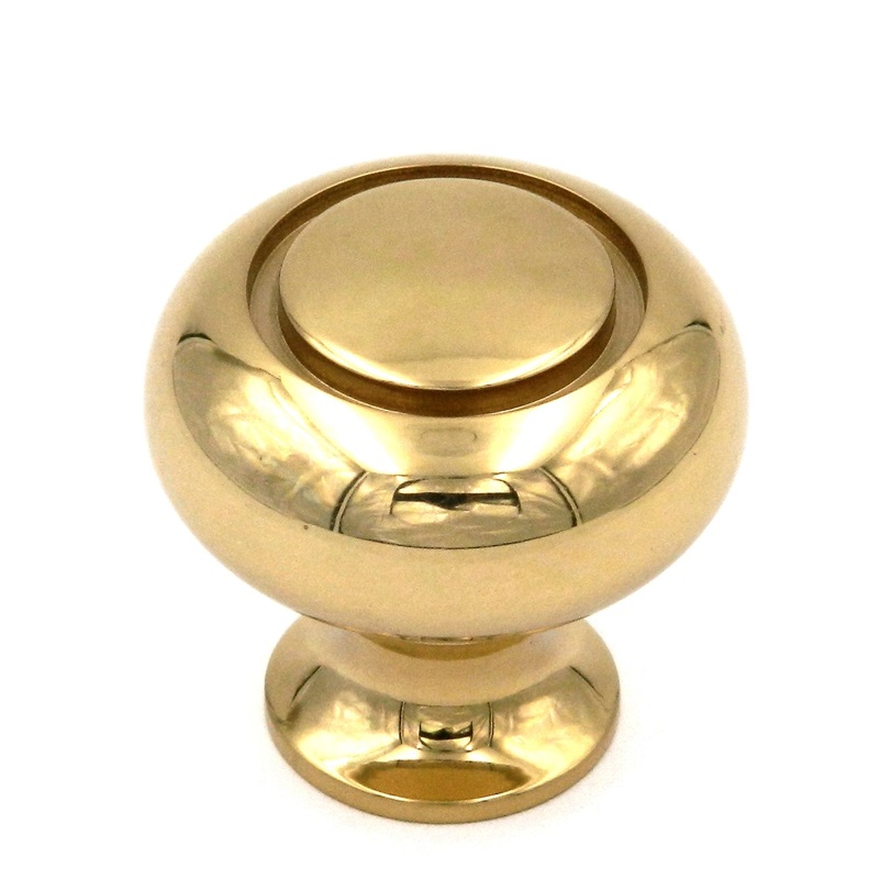 Keeler Manor House Polished Brass Round Sleek 1 1/4 Solid Brass Cabinet Knob P9745