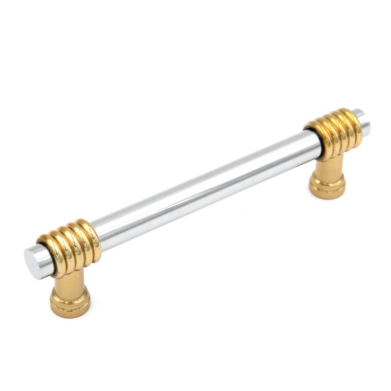Keeler Milan Polished Brass and Polished Chrome Cabinet 3 3/4 (96mm)cc Handle Pull P9808