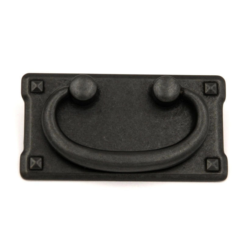 Keeler Old Mission Matte Black 3cc Drawer Bail Pull with Backplate 51886-9011