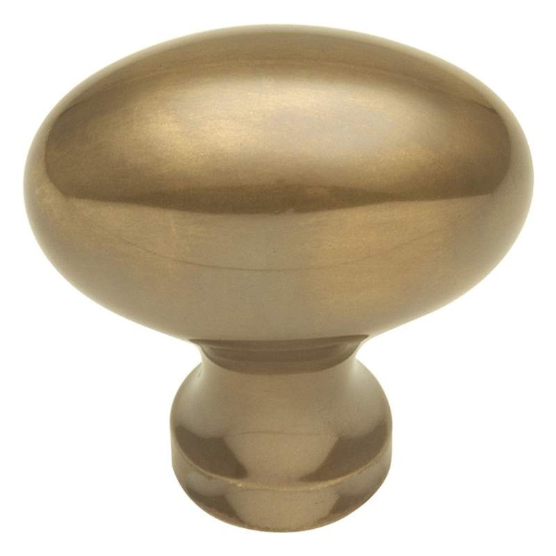 Keeler Power & Beauty Sherwood Antique Brass Oval Smooth 1 1/4 Solid Brass Cabinet Knob P9175-07