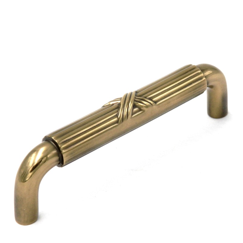 Keeler Ribbon & Reed Sherwood Antique Brass Cabinet 3 3/4 (96mm)cc Handle Pull M108