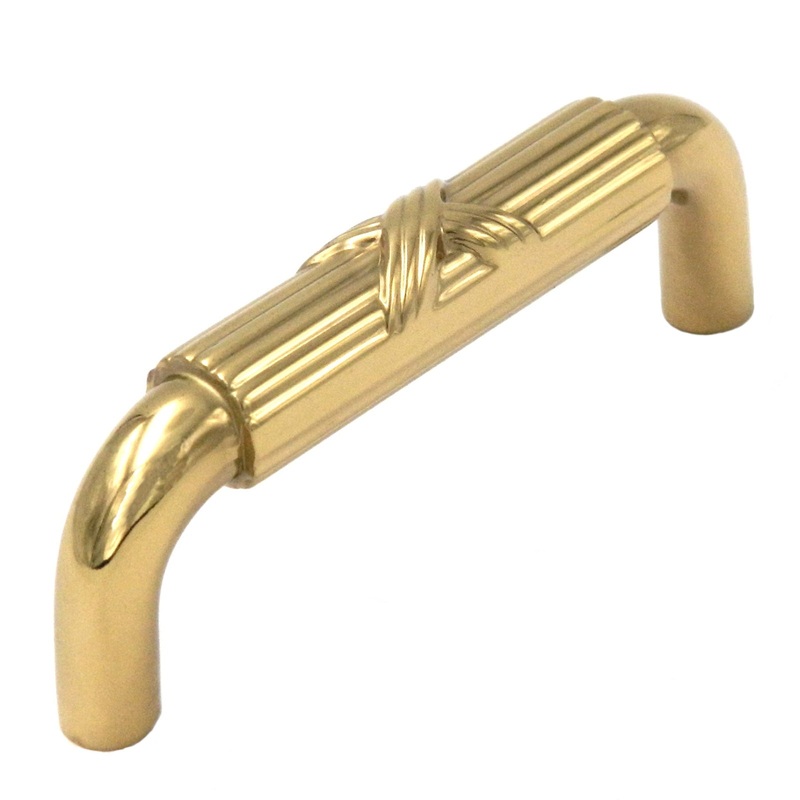 10 Pack Hickory Hardware Ribbon & Reed Polished Brass Cabinet 3cc Handle Pull M7