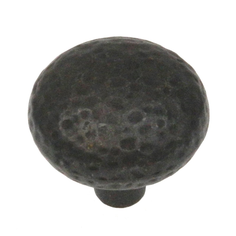 Belwith Hickory Keeler Hammered Black Iron 1 3/8 Rustic Knob Pull 52637-0827