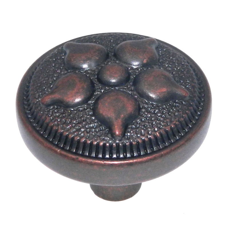 Belwith Keeler Spanish Gothic Antique Copper Round 1 1/8 Solid Brass Cabinet Knob P3024-DAC