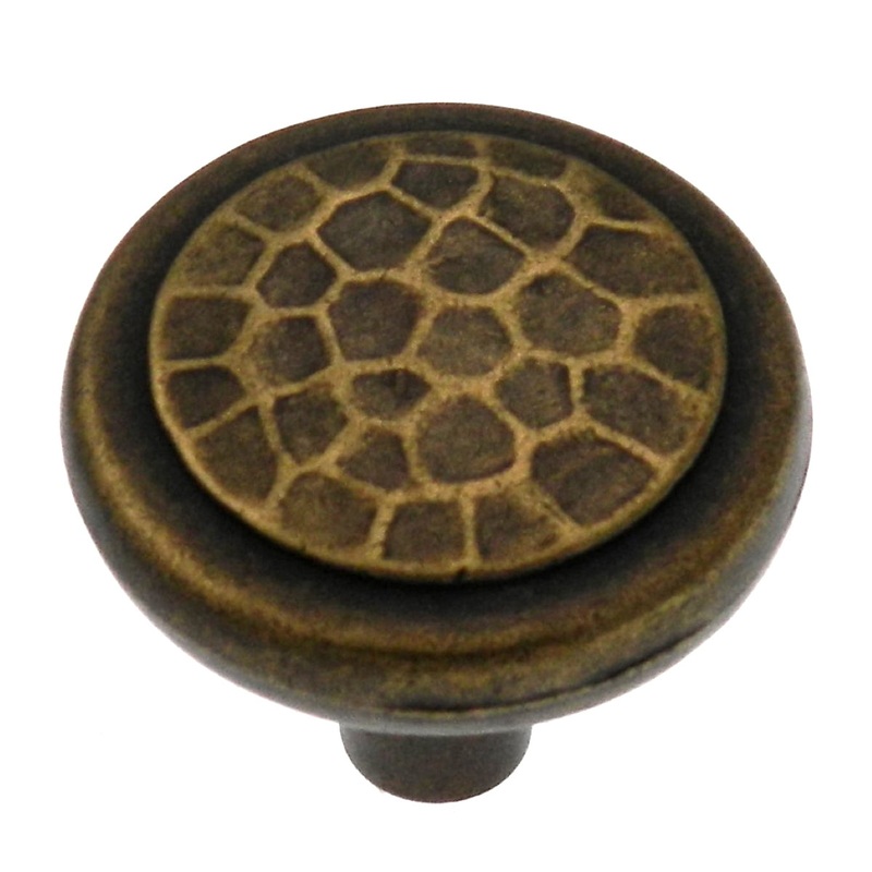 Hickory Hardware Arts & Crafts Antique Brass 1 1/4 Hammered Cabinet Knob Pull P7311-BA