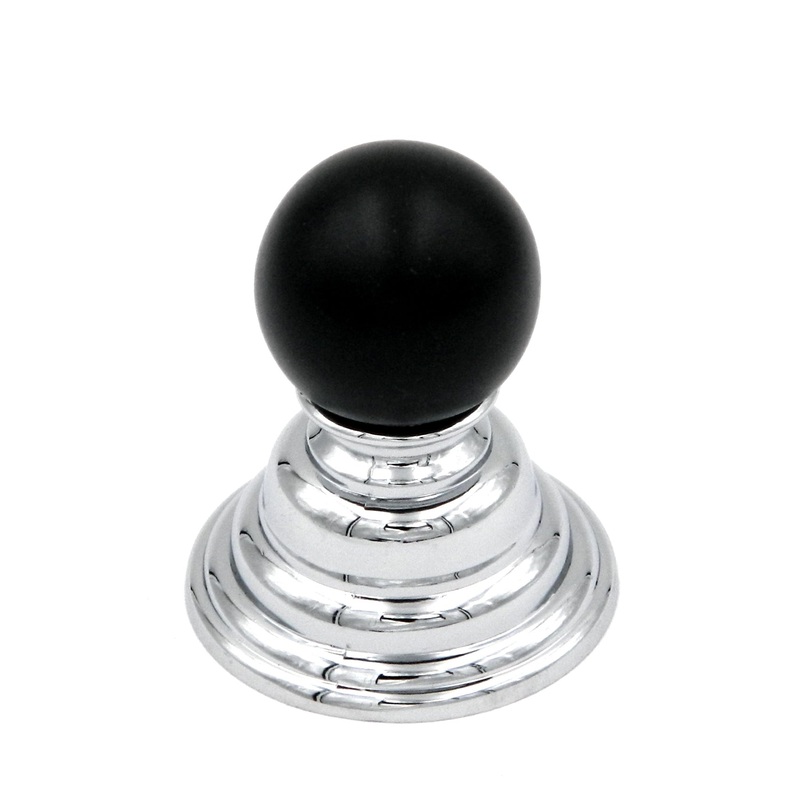 Hickory Hardware Gaslight P3411-CHB Chrome Cabinet Knob, 1 1/4 Base and Black Ball Top