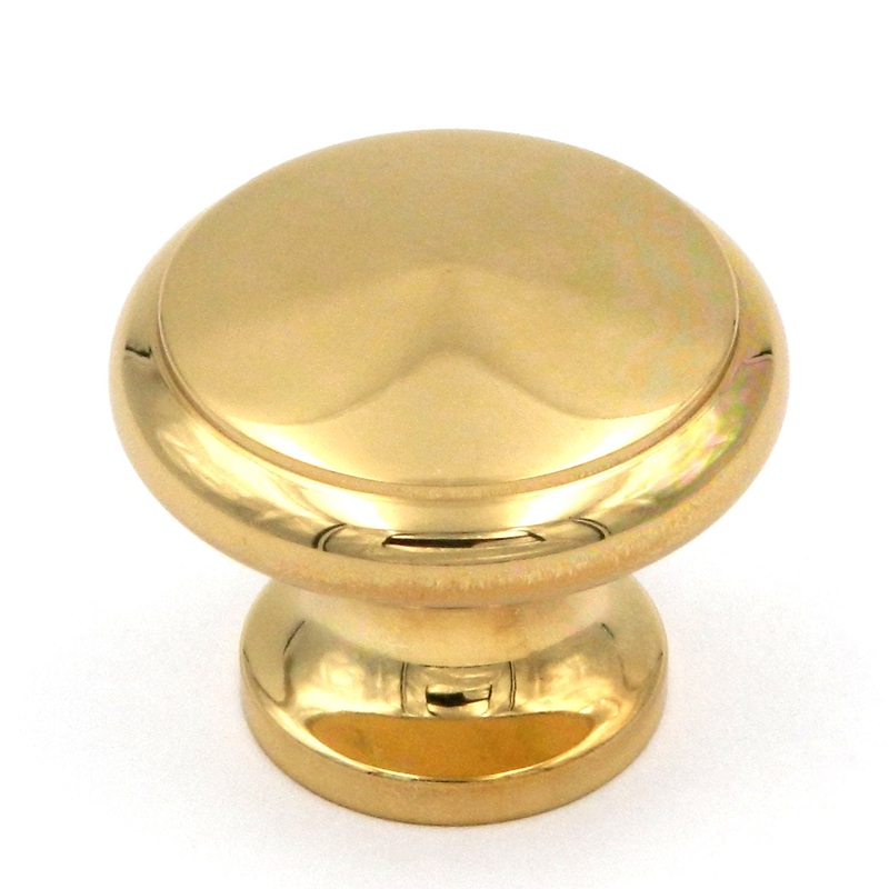 Hickory Hardware Manor House Polished Brass Round Flat Top 1 1/4 Solid Brass Cabinet Knob P9119