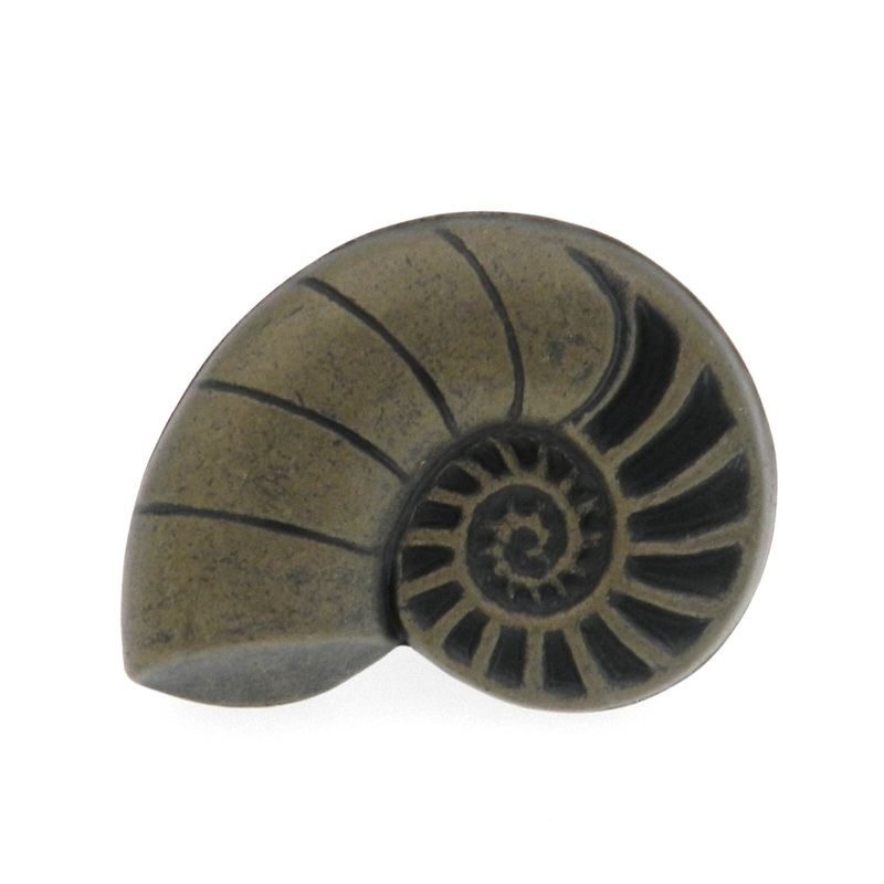 Hickory Hardware South Seas Antique Mist Round Nautilus Shell 1 1/2 Cabinet Knob PA0114-AM