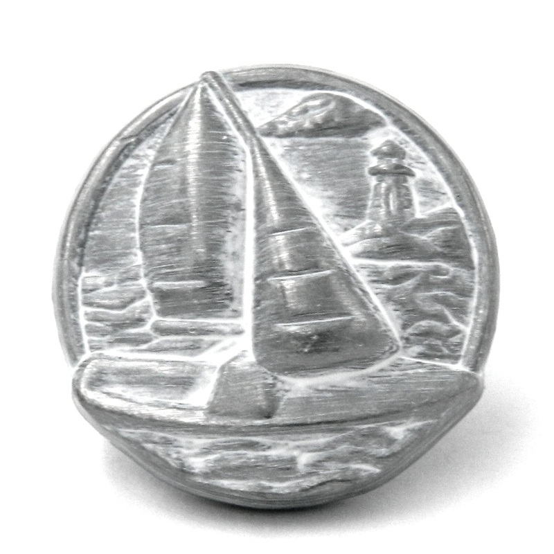 Hickory Hardware South Seas Whitewashed Round Sailboat 1 1/2 Cabinet Knob PA1812-WW
