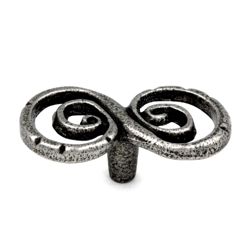Keeler Artifacts Antique Pewter Round Double Swirl 2 5/8 Solid Brass Cabinet Knob P9871-AP