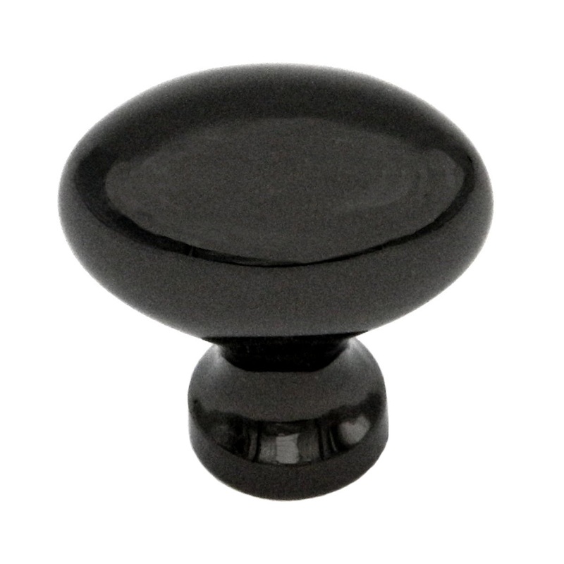 Keeler Power & Beauty Black Nickel Oval Smooth 1 1/4 Solid Brass Cabinet Knob P9175-BLN