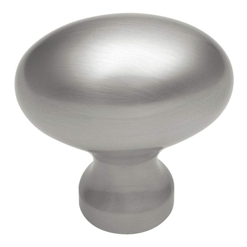 Keeler Power & Beauty Satin Nickel Oval Smooth 1 1/4 Solid Brass Cabinet Knob P9175-15