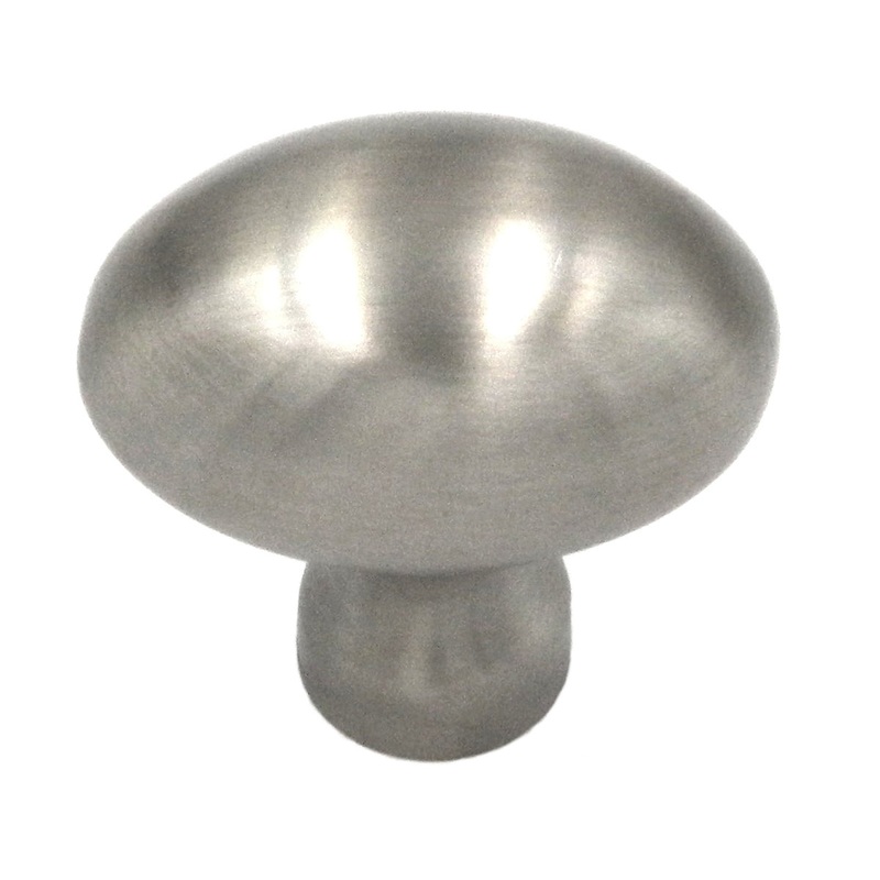 Keeler Power & Beauty Satin Nickel Oval Smooth 1 3/8 Solid Brass Cabinet Knob P9176-15