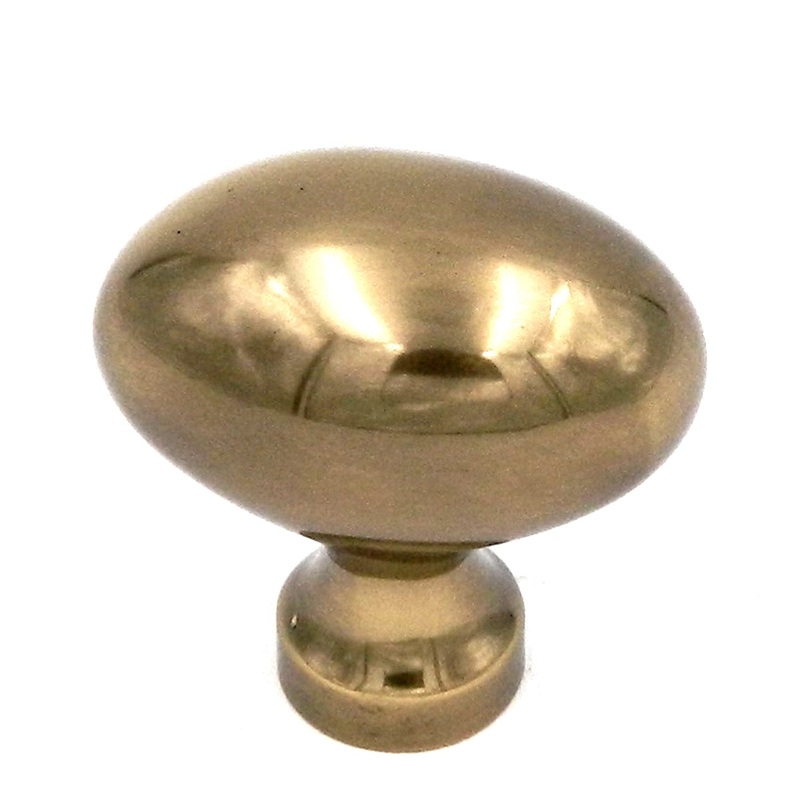 Keeler Power & Beauty Sherwood Antique Brass Oval Smooth 1 3/8 Solid Brass Cabinet Knob P9176-07
