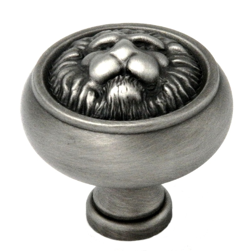 Keeler Richelieu Antique Pewter Round Lion 1 1/2 Solid Brass Cabinet Knob F503