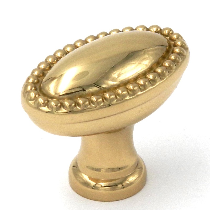 Keeler Savannah Polished Brass Oval Beaded Edge 1 3/8 Solid Brass Cabinet Knob P47