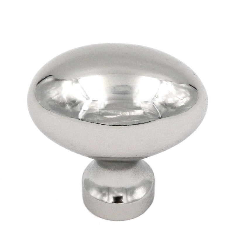 Keeler Solid Brass Bright Nickel Oval 1 1/2 Solid Brass Cabinet Knob P9176-14