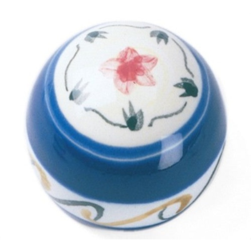 Laurey  Sorrento Hand-Painted Full Color & Blue Round Hand-Painted Full Color 2 Porcelain Cabinet Knob 08300