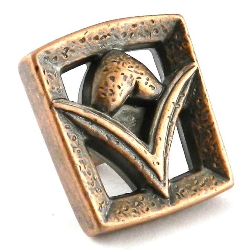 Laurey South Beach Antique Copper Square Ornate 1 3/8 Solid Brass Cabinet Knob 71007