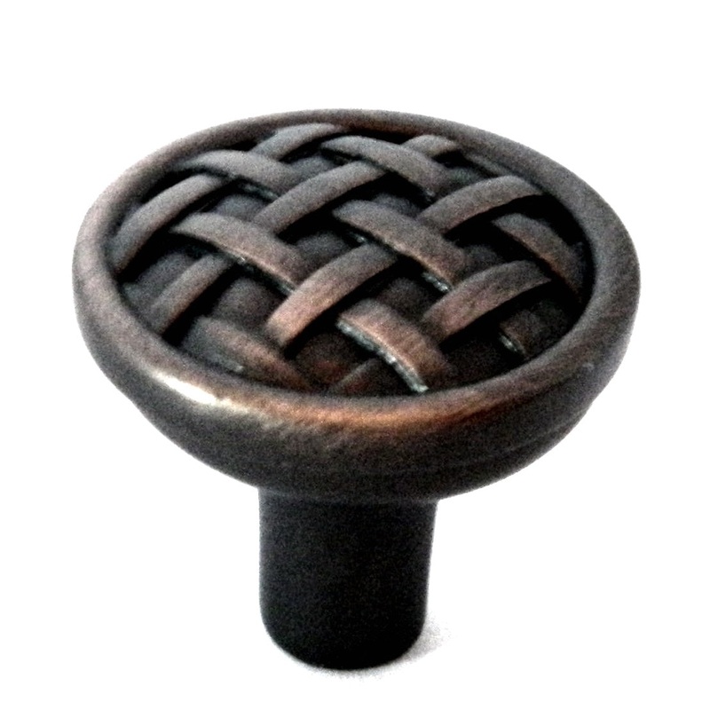Showcase  Antique Copper Round Basket Weave 1 1/4 Cabinet Knob K2858-AC