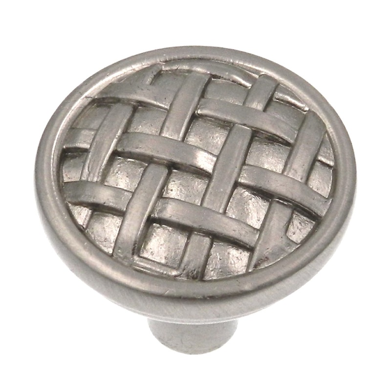 Showcase  Brushed Satin Nickel Round Basket Weave 1 1/4 Cabinet Knob K2858-BSN
