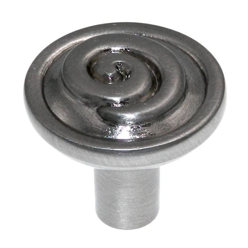 Showcase  Brushed Satin Nickel Round Swirl 1 1/8 Cabinet Knob K2859-BSN