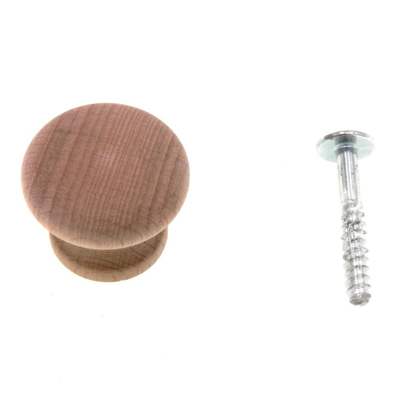 Ultra Hardware 41445 Beech Wood 1 1/4 Round Cabinet Knob with Wood Screw