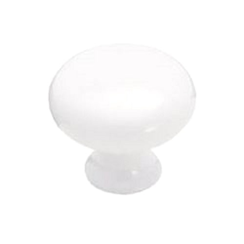 Amerock Annivesary 1 3/16 Gloss White Round Smooth Cabinet Solid Brass Knob BP853-GW