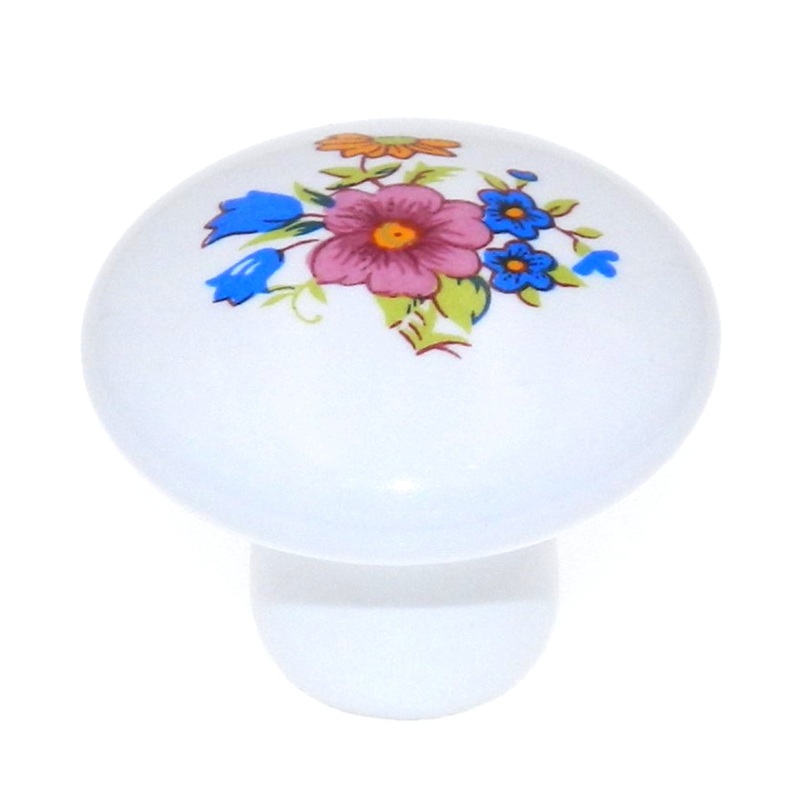 Amerock BP72002-F30 White 1 3/8 Red Floral Mushroom Cabinet Knob Pulls Ceramics
