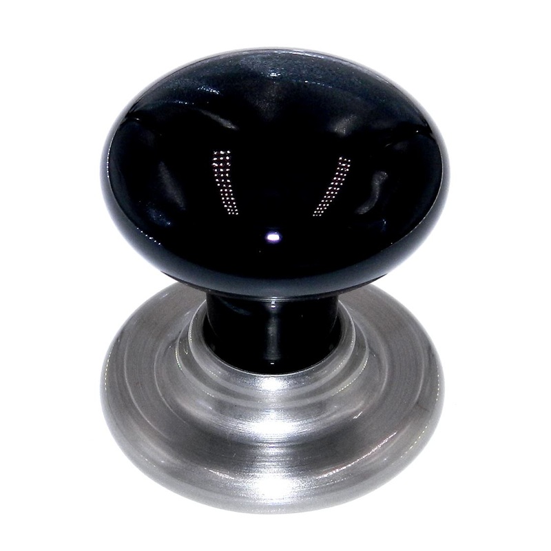 Amerock Ensembles 1 3/8 Black Round Mushroom Cabinet Porcelain Knob with Backplate E5204-BKG