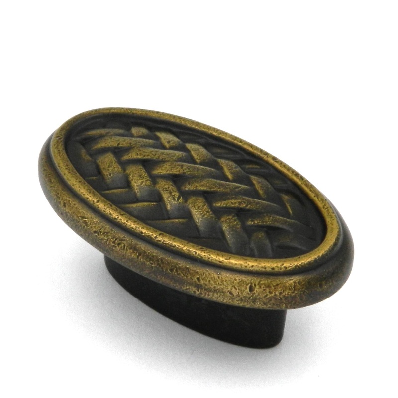 Belwith Catamaran Weave 2 Oval Knob Windsor Antique 1 or 2 Screws P7512-WA
