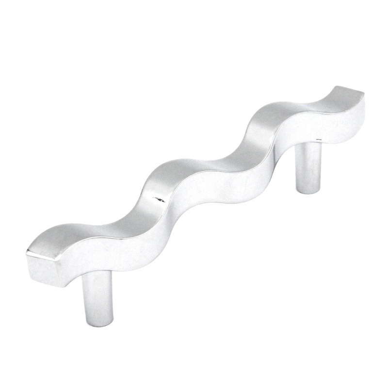 Belwith Hickory P2161-CH Chrome Euro 3 3/4cc Wavy Cabinet Handle Pull