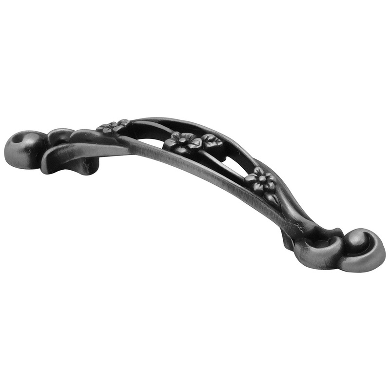 Hickory Hardware Art Nouveau Satin Pewter Antique Cabinet 3 3/4 (96mm)cc Handle Pull P2131-SPA
