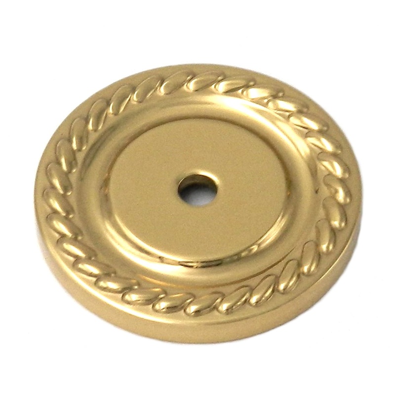 Hickory Hardware Polished Brass Annapolis 1 1/2 Solid Brass Knob Backplate P6