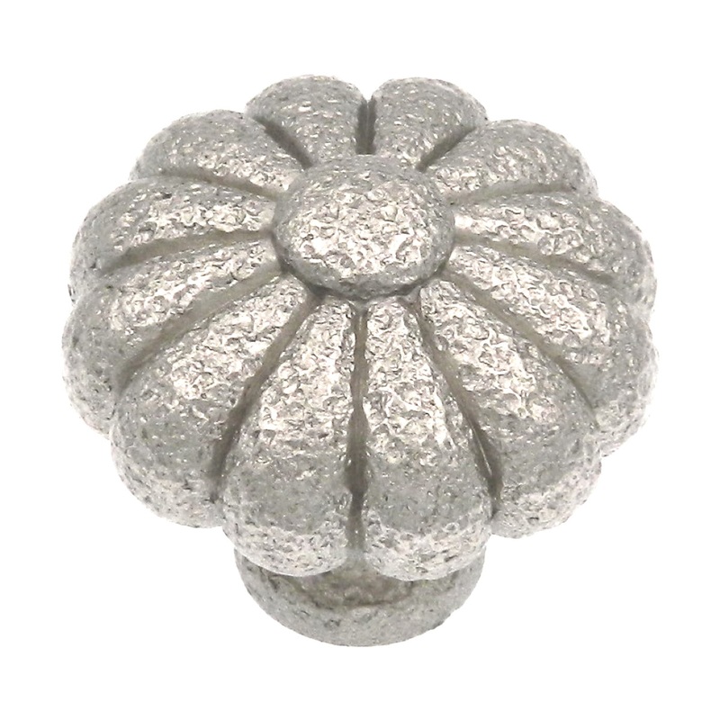 Ancient Treasures Rustic Hammered Floral Satin Chrome 1 1/2 Pull Knob C009SAT