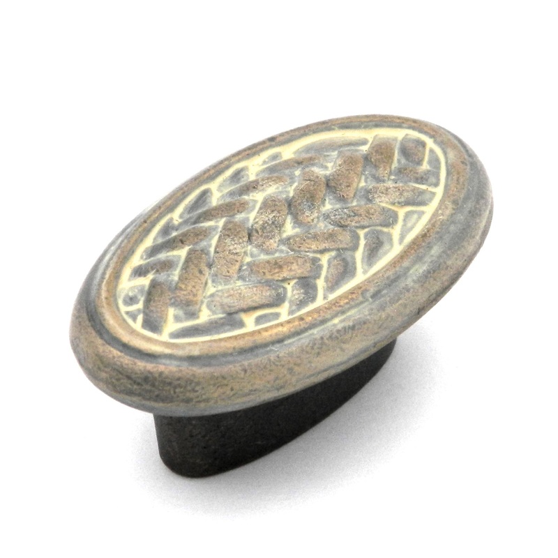 Belwith Catamaran Weave 2 Oval Knob Blonde Antique 1 or 2 Screws P7512-BOA