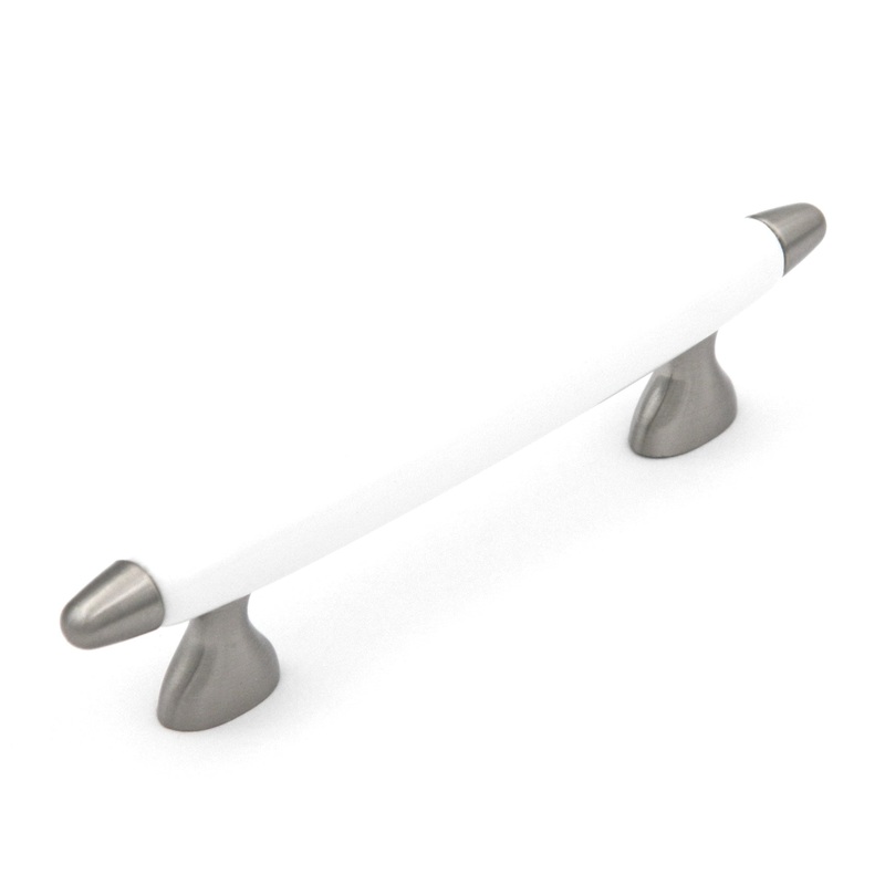 Hickory Aero P3393-SNW Satin Nickel White 3 3/4 (96mm)cc Cabinet Bar Pull