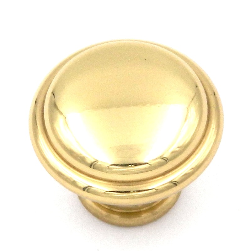 Keeler Period Brass Polished Brass Ringed 1 Solid Brass Cabinet Knob P38