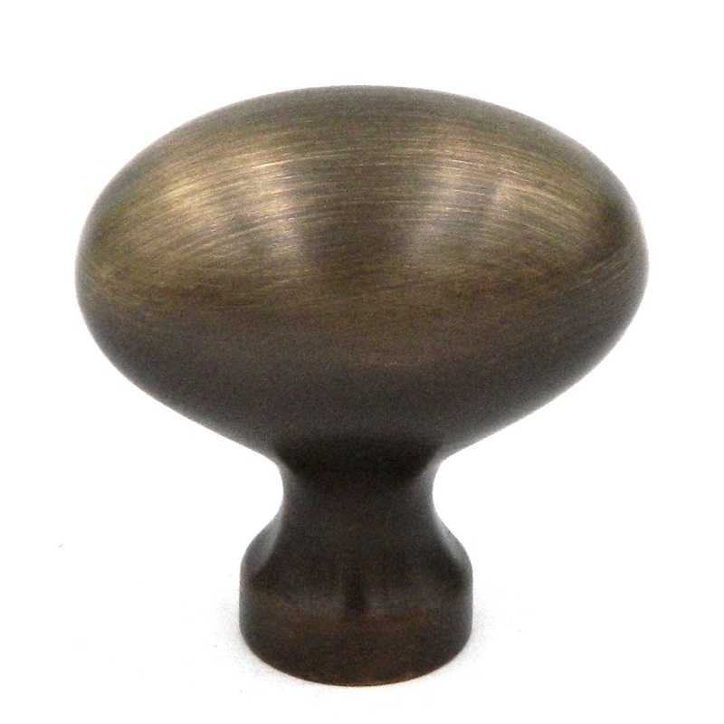Keeler Power & Beauty Satin Dover Oval 1 3/8 Solid Brass Cabinet Knob P9176-9013