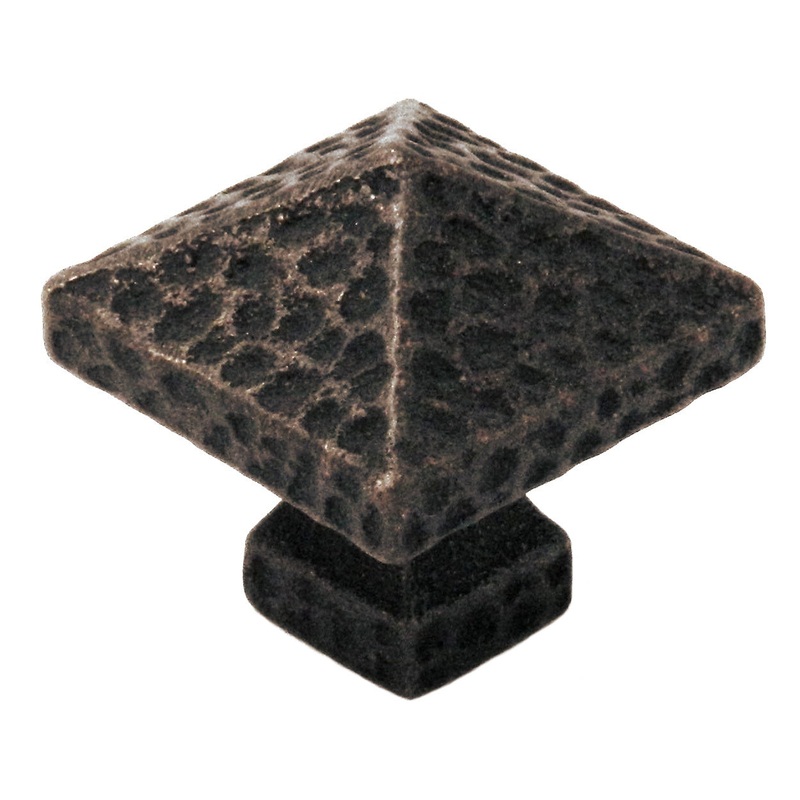 10 Pack Belwith Keeler Kingston 1 1/4 Antique Satin Bronze Square Hammered Pyramid Solid Brass Cabinet Knob M82
