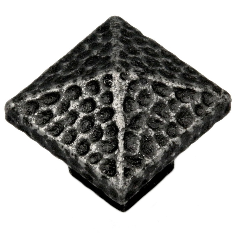 10 Pack Belwith Keeler Kingston 1 1/4 Old English Pewter Square Hammered Pyramid Solid Brass Cabinet Knob M682