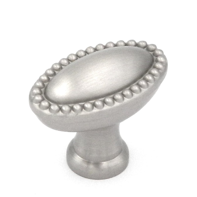 10 Pack Belwith Keeler Savannah 1 3/8 Satin Nickel Oval Beaded Edge Solid Brass Cabinet Knob P447