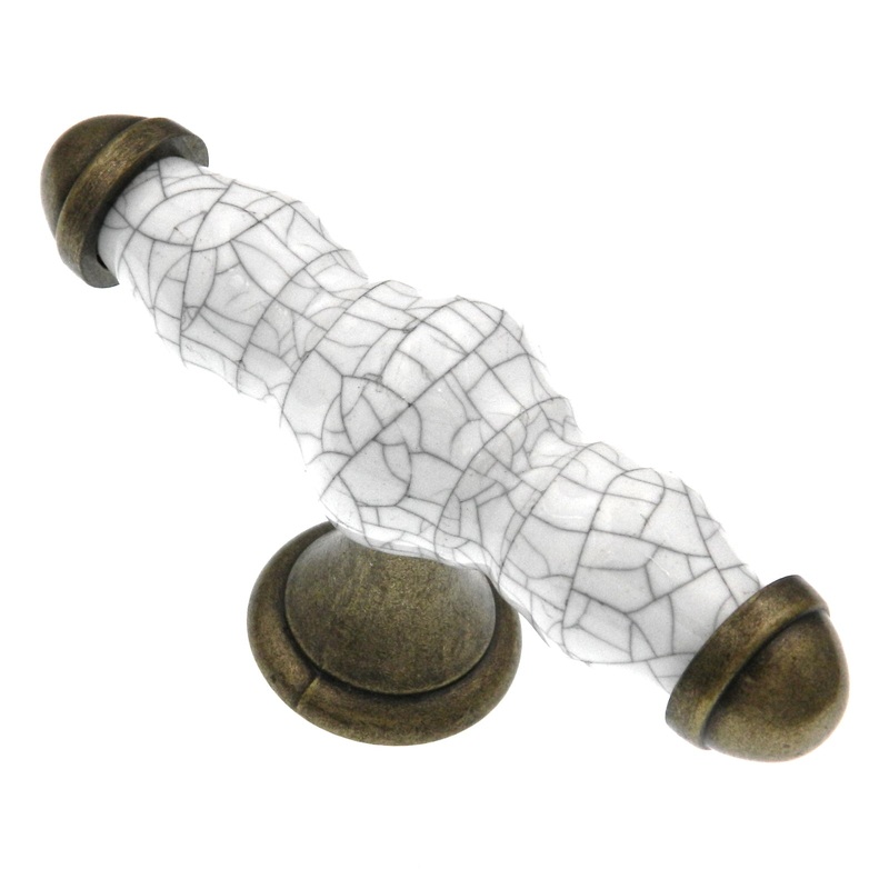 10 Pack Hickory Hardware Callis Country 3 1/2 Wrought Brass and White T-Bar Cabinet Knob P3660-WRBWGC
